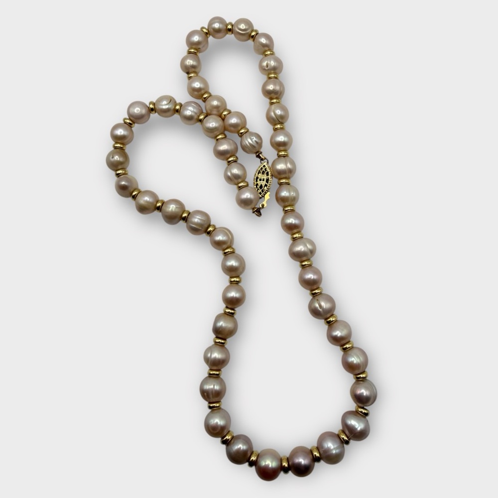 18” Pink/Champagne Natural Pearl Necklace